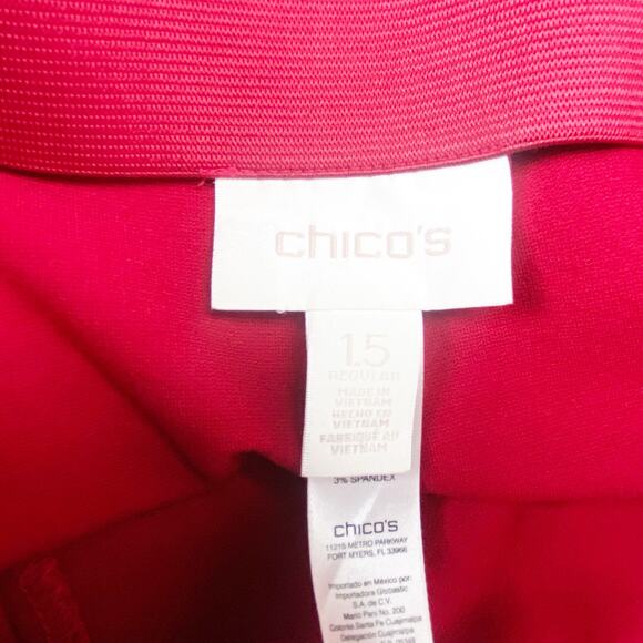 2/$30 Chico's 1.5 Medium Womens Red High Waisted Flat Front Straight Leg Pants - Picture 6 of 10